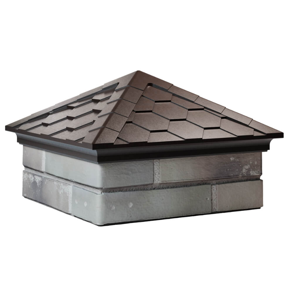 Колпак Zking Эверест Коричневый на столб 1.5х1.5 кирпича (390х390мм)